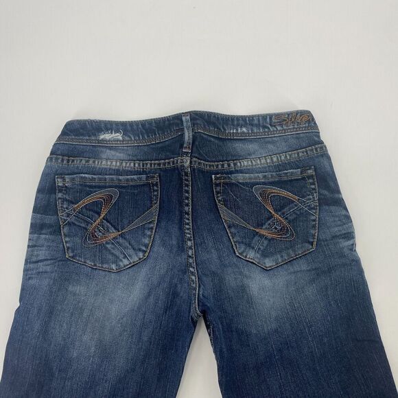 Silver Jeans Women 28 Blue Denim Mid-Rise Hipster 5-Pockets Straight Leg Zip Fly - Picture 11 of 14